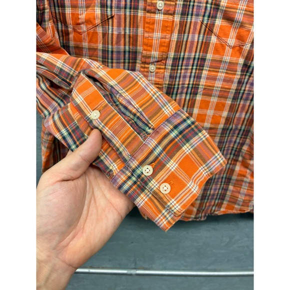 Ralph Lauren Button Down Shirt Men's Large Orange Plaid Long Sleeve Preppy - Picture 3 of 11